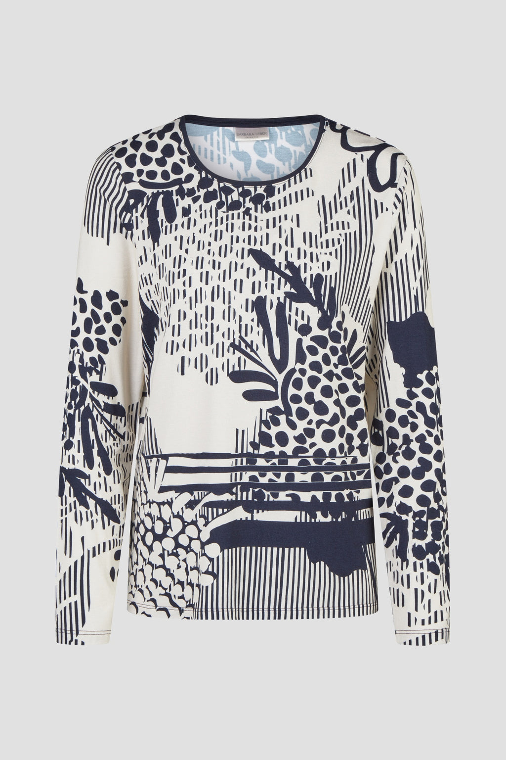 Barbara Lebek 16055062 T-Shirt - Panna Cotta patterned long sleeve top. Shop Barbara Lebek at Dotique