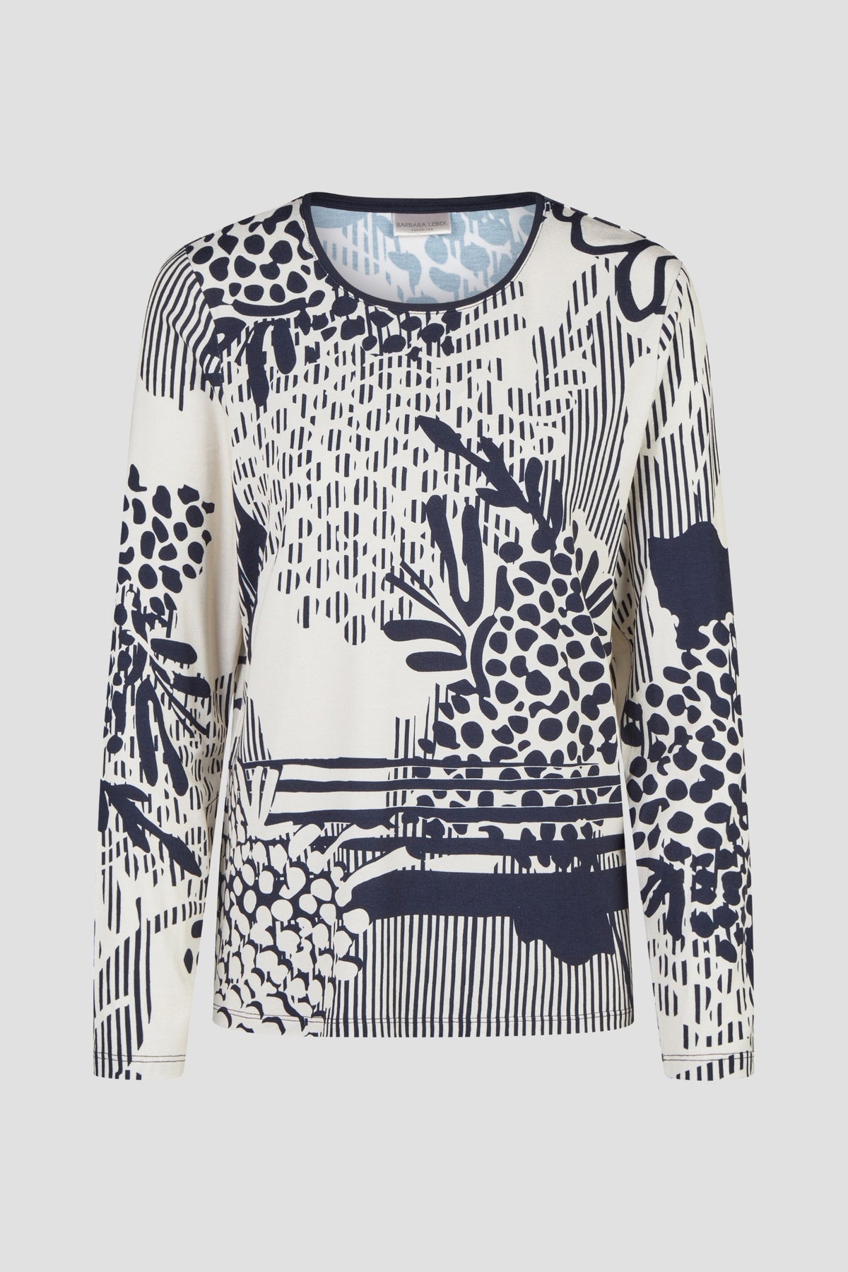 Barbara Lebek 16055062 T-Shirt - Panna Cotta patterned long sleeve top. Shop Barbara Lebek at Dotique