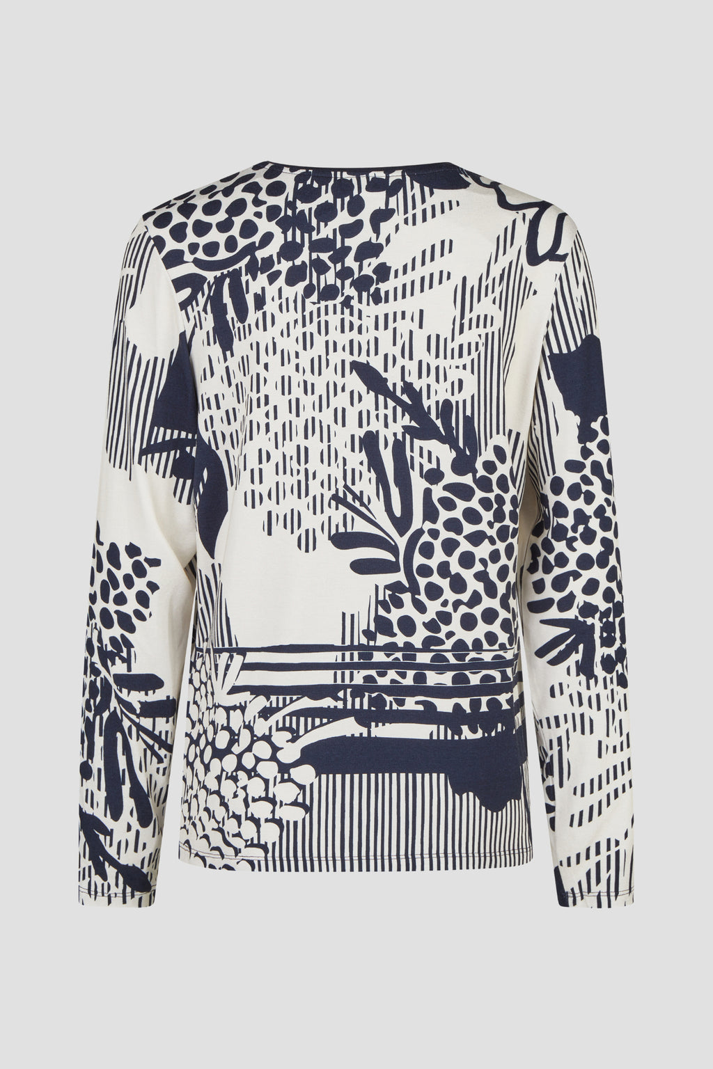 Barbara Lebek 16055062 T-Shirt - Panna Cotta abstract navy patterned long sleeve top Shop Barbara Lebek at Dotique