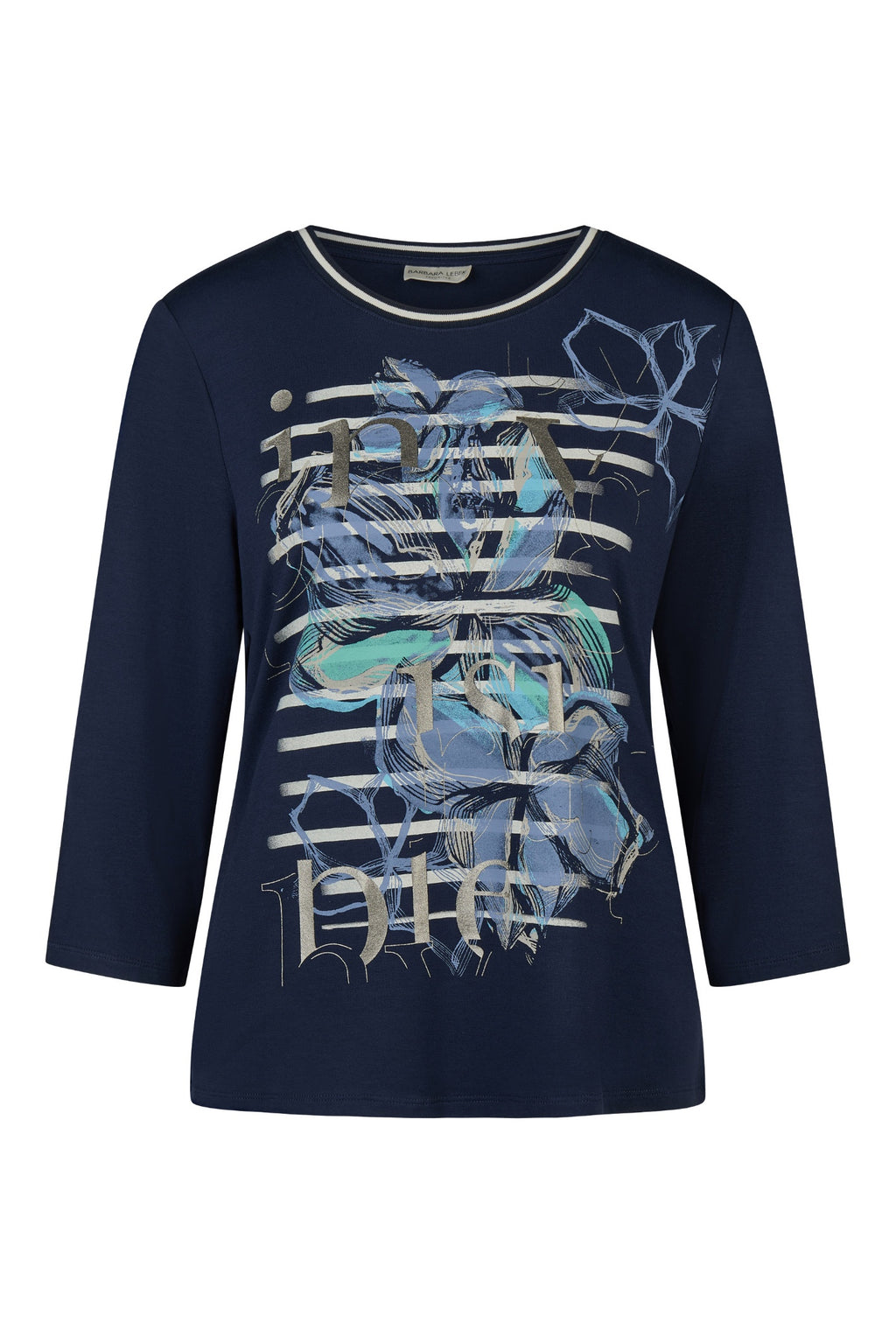 Barbara Lebek 16391062 T-Shirt - Navy long sleeve graphic top. Shop Barbara Lebek at Dotique