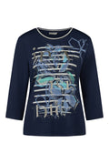 Barbara Lebek 16391062 T-Shirt - Navy long sleeve graphic top. Shop Barbara Lebek at Dotique