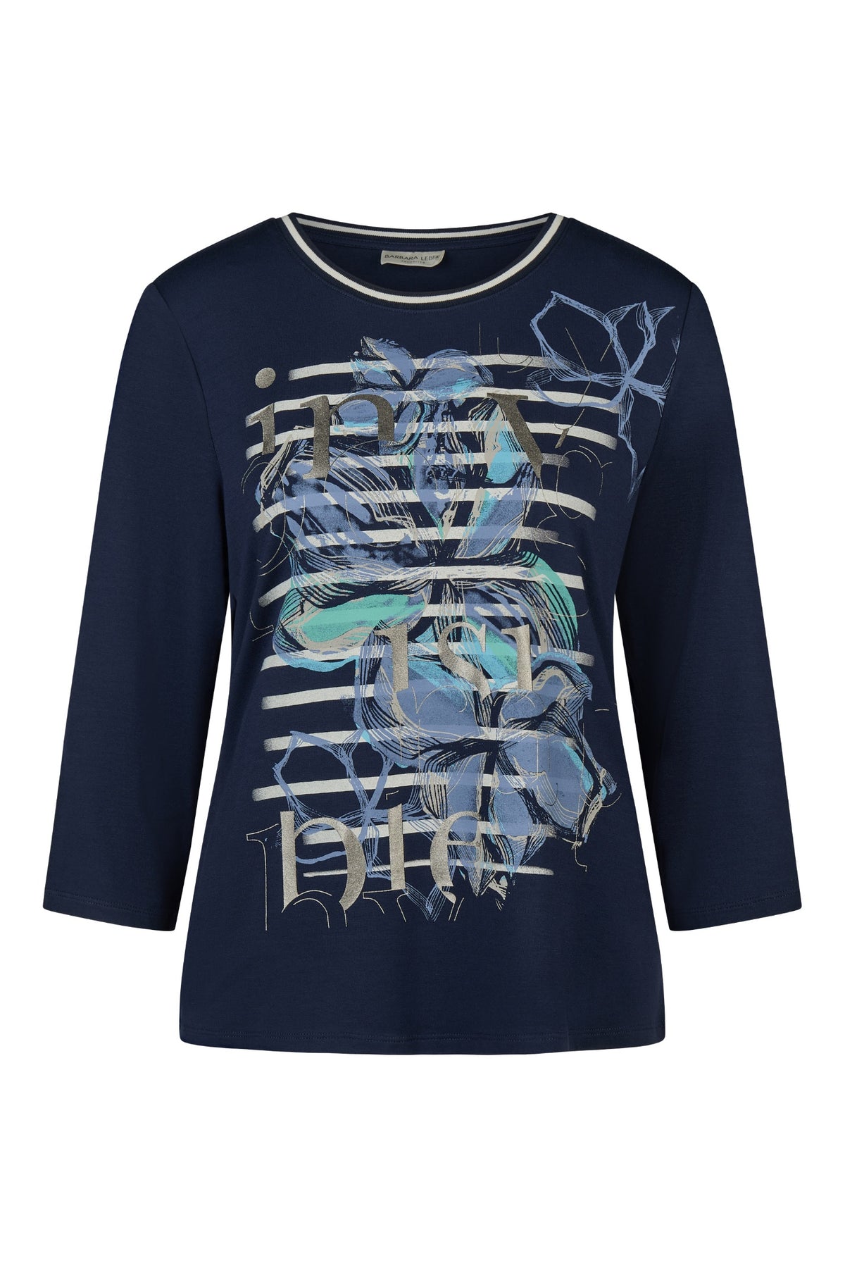 Barbara Lebek 16391062 T-Shirt - Navy long sleeve graphic top. Shop Barbara Lebek at Dotique