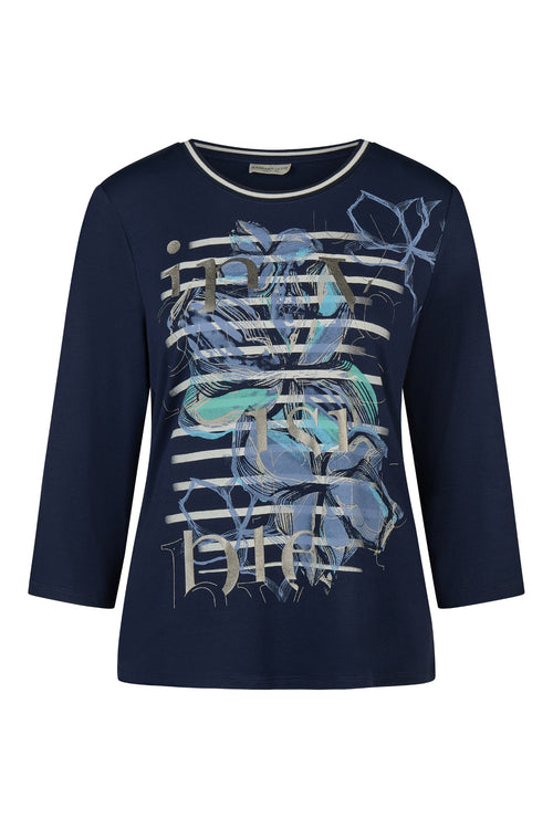 Barbara Lebek 16391062 T-Shirt - Navy long sleeve graphic top. Shop Barbara Lebek at Dotique