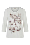 Barbara Lebek 16412062 T-Shirt - Off White with abstract print and long sleeves. Shop Barbara Lebek at Dotique