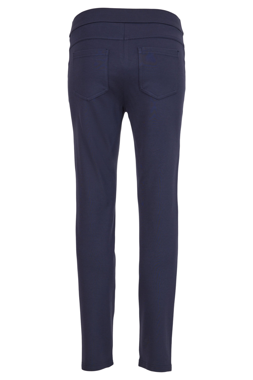 Robell Bella K navy pull-on trousers with straight leg fit, elasticated waistband and soft winter jersey fabric, 73cm length.