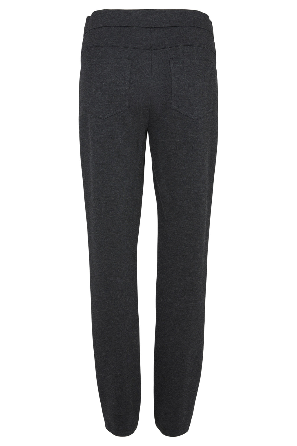 Robell Bella K dark grey pull-on straight leg trousers in stretch winter jersey fabric with 73cm inside leg.