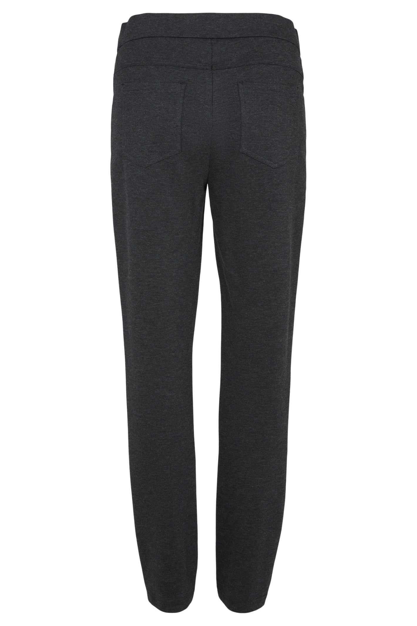 Robell Bella K dark grey pull-on straight leg trousers in stretch winter jersey fabric with 73cm inside leg.