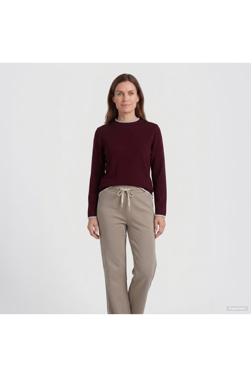 Barbara Lebek 25052062 Pullover - Dark Berry worn by model. Shop Barbara Lebek at Dotique