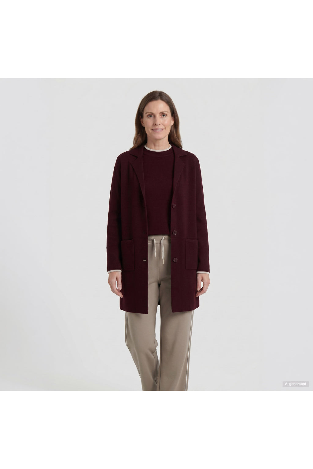 Barbara Lebek 25132062 Knitwear Jacket - Dark Berry on model. Shop Barbara Lebek at Dotique.