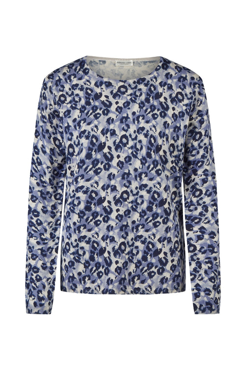 Barbara Lebek 25251062 Pullover - Panna Cotta blue and white leopard print pullover. Shop Barbara Lebek at Dotique