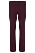 Robell Bella Sangria pull-on trousers with slim fit, elasticated waistband, straight leg and 73cm inside leg.
