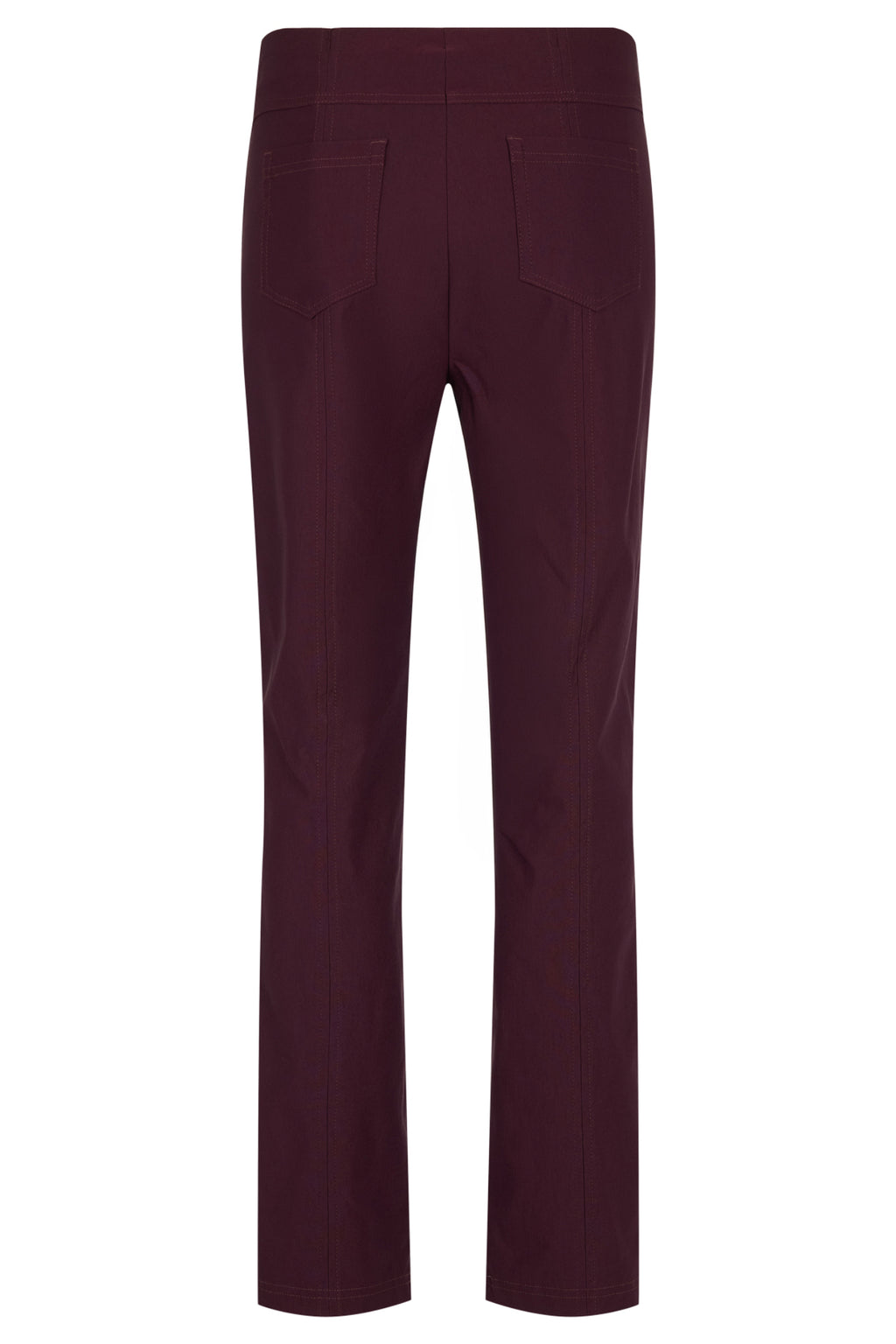 Robell Bella Sangria pull-on trousers with slim fit, elasticated waistband, straight leg and 73cm inside leg.