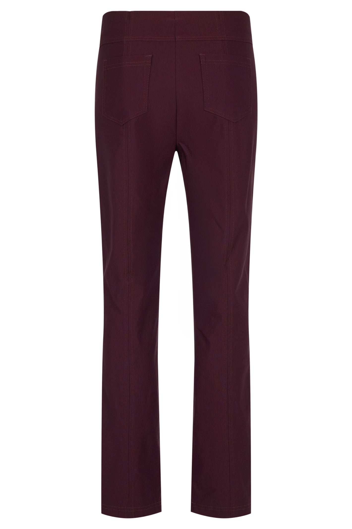 Robell Bella Sangria pull-on trousers with slim fit, elasticated waistband, straight leg and 73cm inside leg.