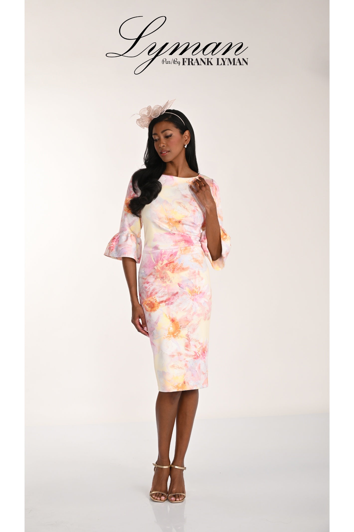 Elegant woman wearing Frank Lyman 268304 Floral Occasion Dress by Frank Lyman, shop Frank Lyman at Dotique online.