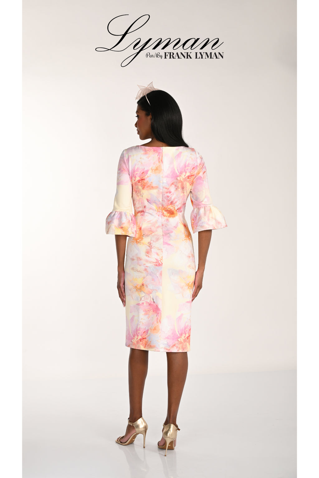 Elegant woman wearing Frank Lyman 268304 Floral Occasion Dress by Frank Lyman, shop Frank Lyman at Dotique.
