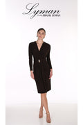 Frank Lyman 269029 Mocha Dress with Gold Buckle Detail