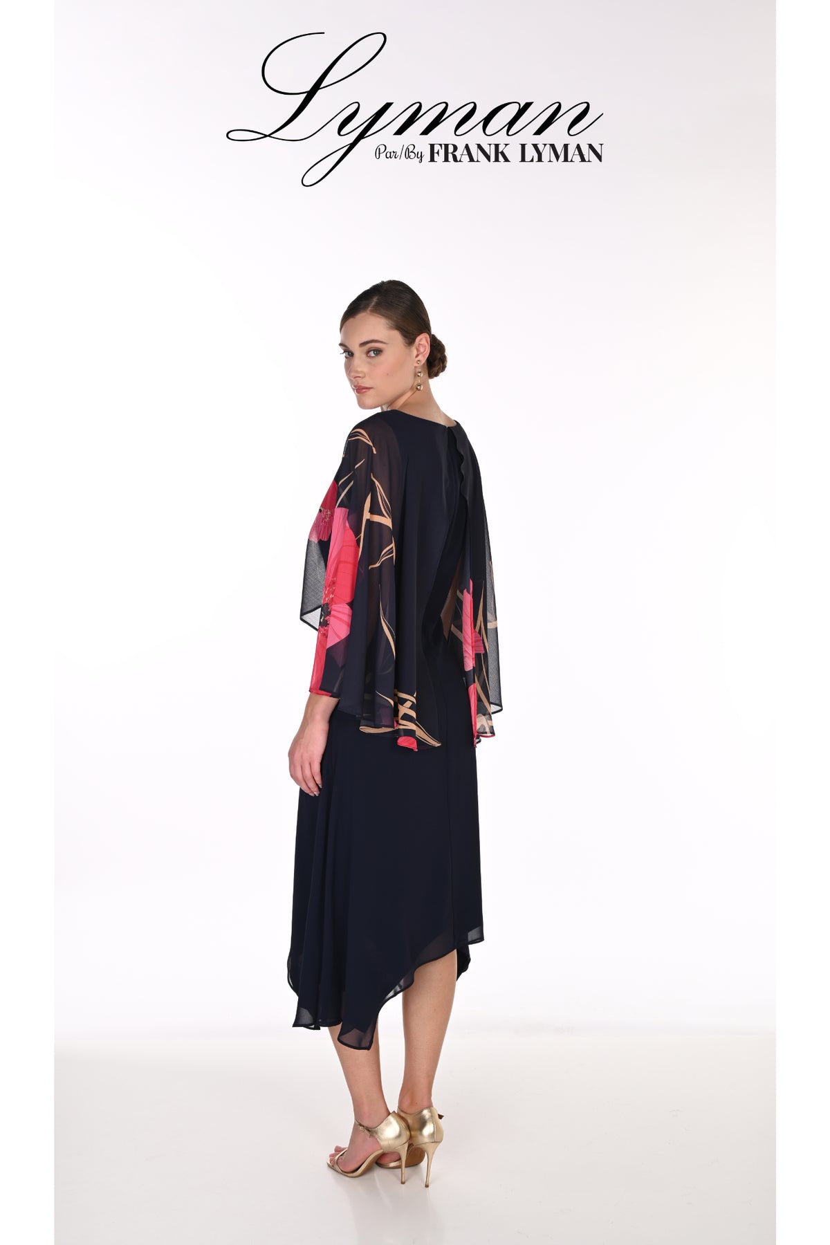 Frank Lyman 269131 Floral A-Line Midi Dress Black