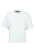 Front view of Margittes Floral Appliqué White T-Shirt 276012524 by Margittes shop the vendor at Dotique