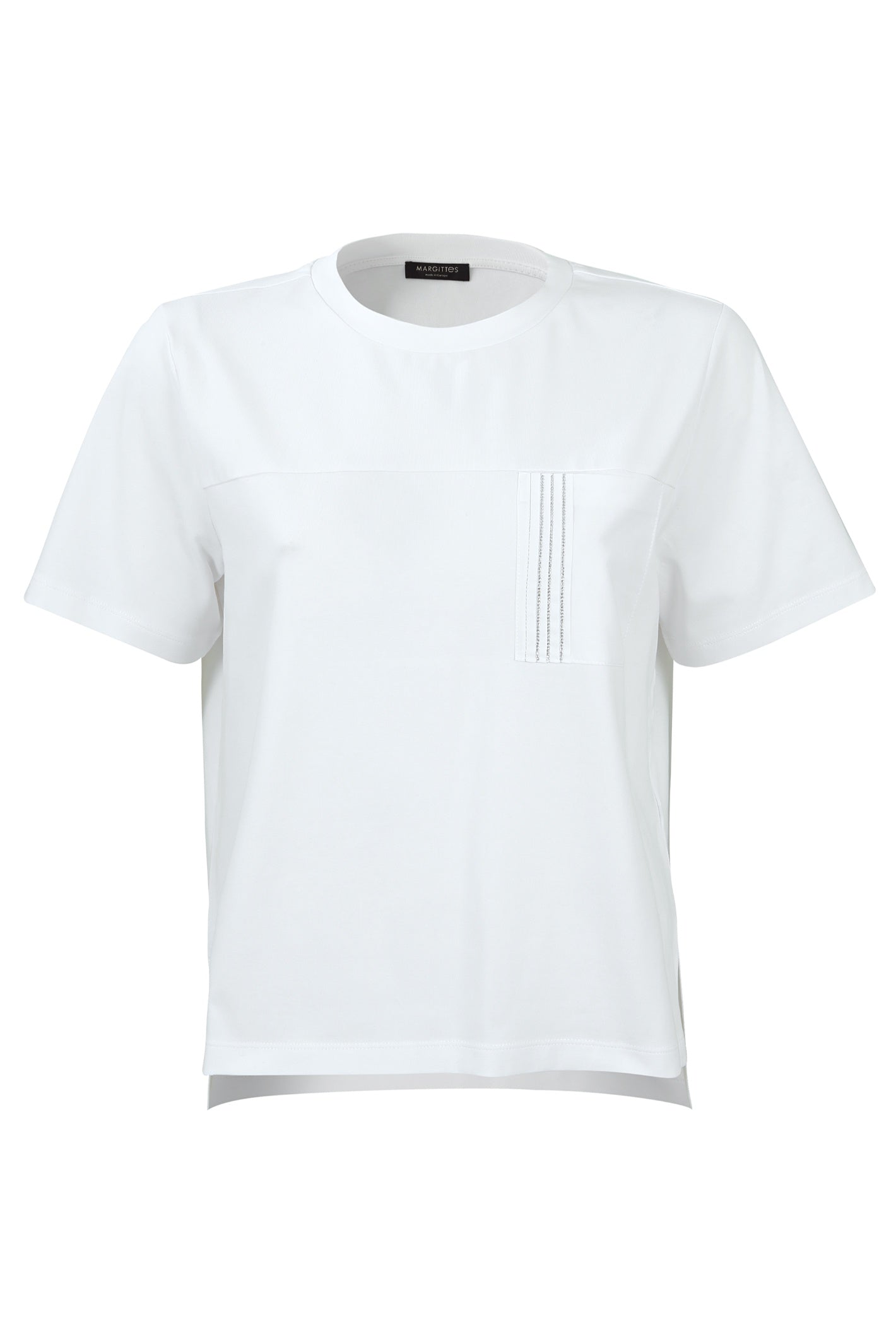 Clean front view of Margittes White T-Shirt with Pocket Detail 276022524 by Margittes Shop the Vendor at Dotique