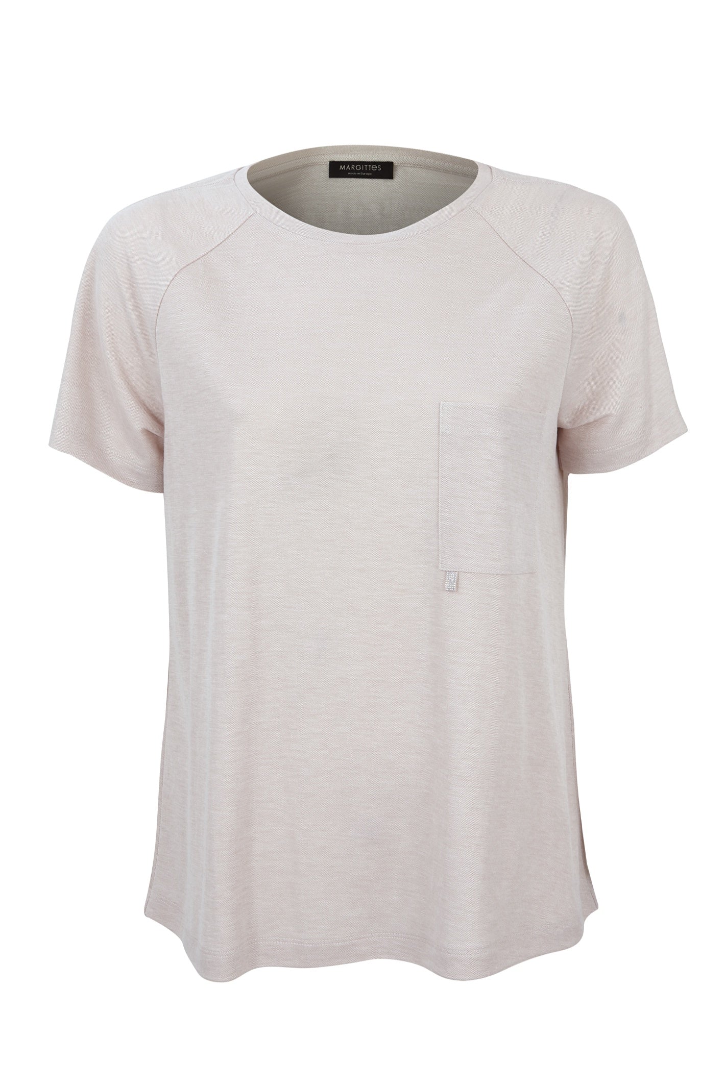 Front view of Margittes Soft Neutral T-Shirt with Pocket 276102524 by Margittes Shop the Vendor at Dotique