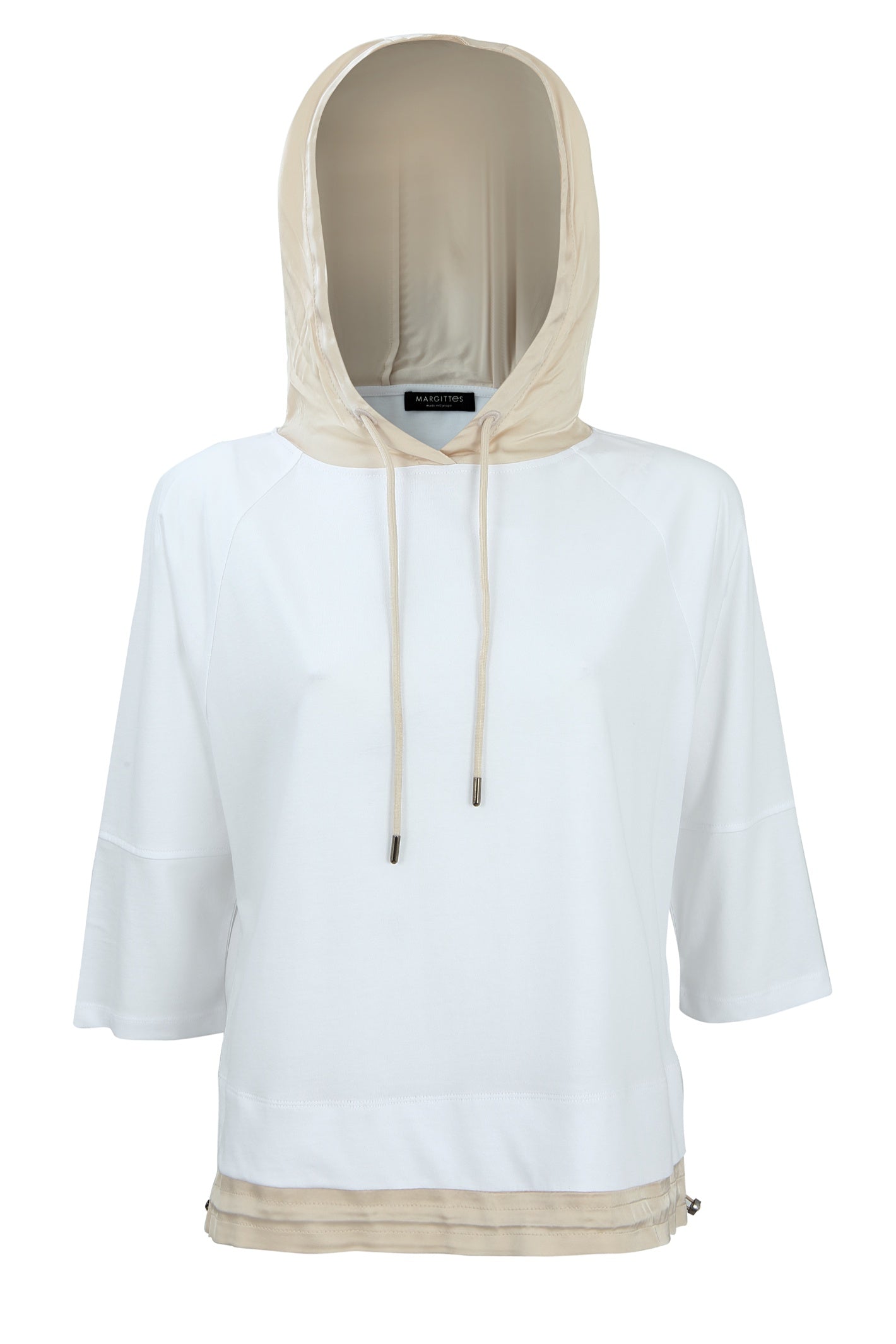 Front view of Margittes Hooded Cotton Blend Top 276142534 by Margittes Shop the Vendor at Dotique