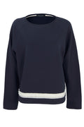 Front view of Margittes Cotton Blend Navy Sweat Top 276162514 by Margittes Shop the Vendor at Dotique