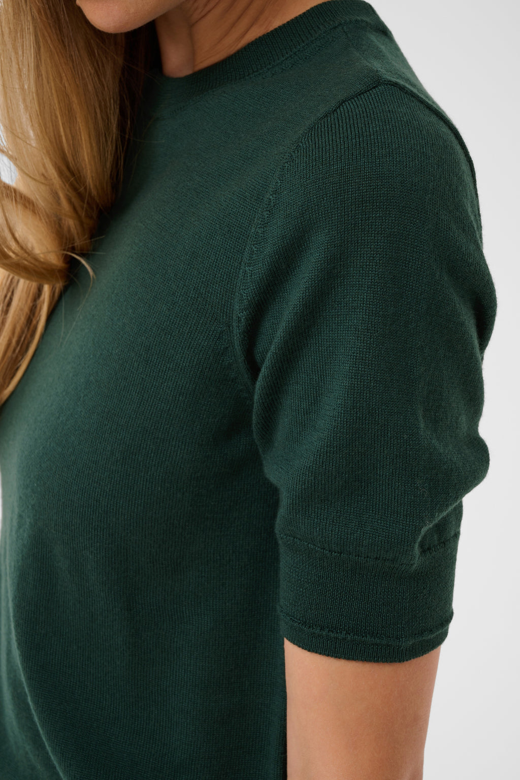 Part Two Natanya PW Short Sleeve Wool Pullover Dark Green 30309791 194906