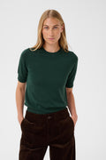 Part Two Natanya PW Short Sleeve Wool Pullover Dark Green 30309791 194906