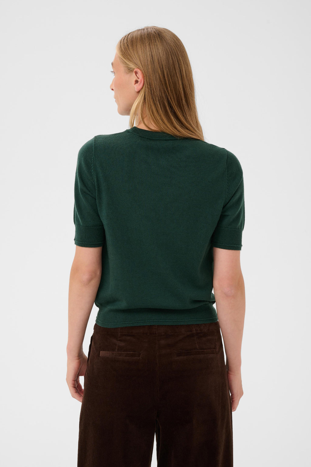 Part Two Natanya PW Short Sleeve Wool Pullover Dark Green 30309791 194906