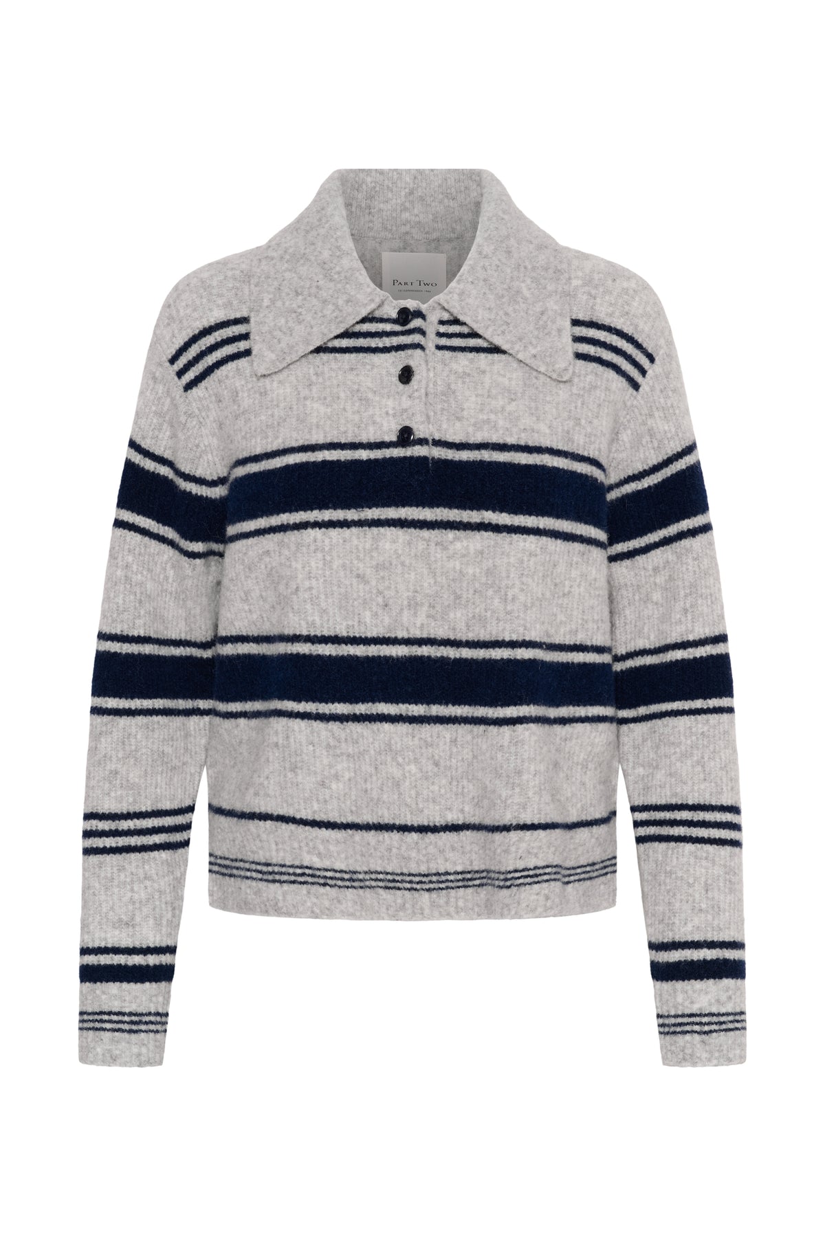 Part Two CarilinaPW Grey Jumper with Navy Stripes 30310869