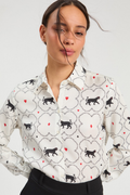 Shop the Vilagallo White Cat Print Shirt at Dotique. Crafted from 100% cotton with a playful cat print, classic shirt styling and an easy-to-wear regular fit.