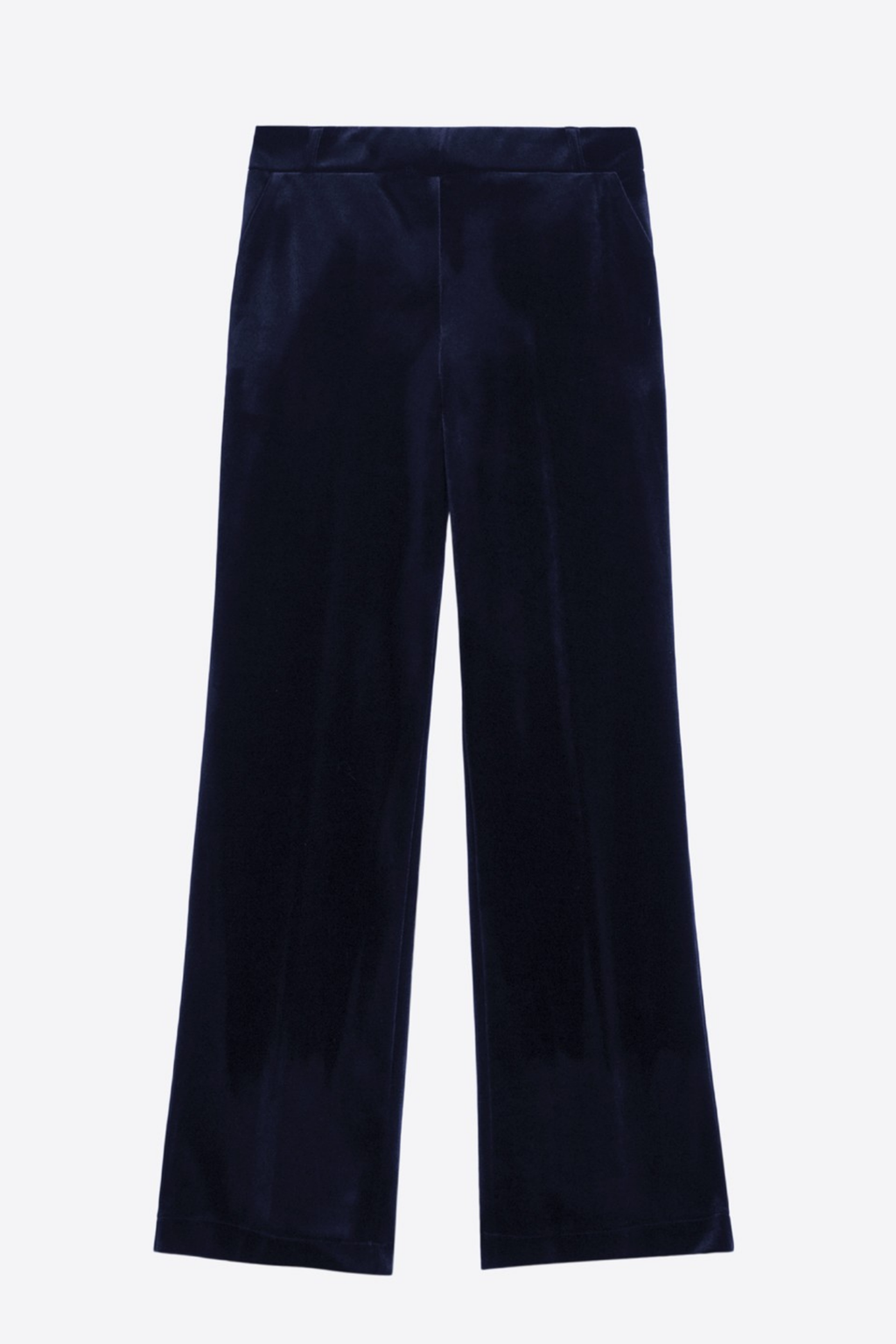 Shop the Vilagallo Martina Navy Velvet Trousers at Dotique. Luxurious straight-leg velvet trousers in navy, perfect for occasion dressing, festive styling and elegant everyday wear.