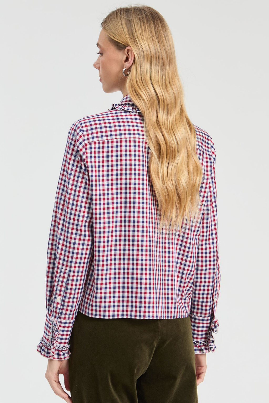 Shop the Vilagallo Red & Blue Gingham Shirt at Dotique. Crafted from 100% cotton with a classic gingham check and signature decorative braid detailing for everyday style.