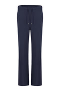 Front view of Margittes Cotton Blend Wide Leg Jogger Navy Trousers 469102504 by Margittes Shop the Vendor at Dotique