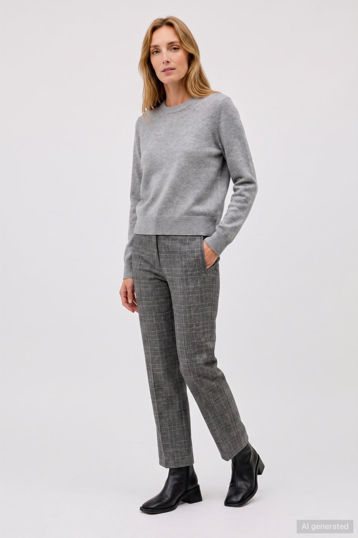 Anna Montana 5667 Rose Easy Flexi Bozen 4 Original Grey Check grey check trousers Shop Anna Montana at Dotique