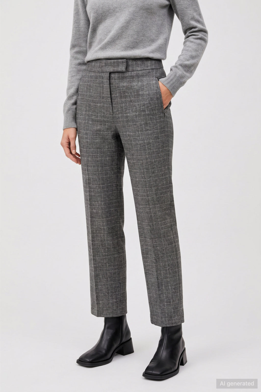 Anna Montana 5667 Rose Easy Flexi Bozen 4 Original Grey Check trousers Shop Anna Montana at Dotique