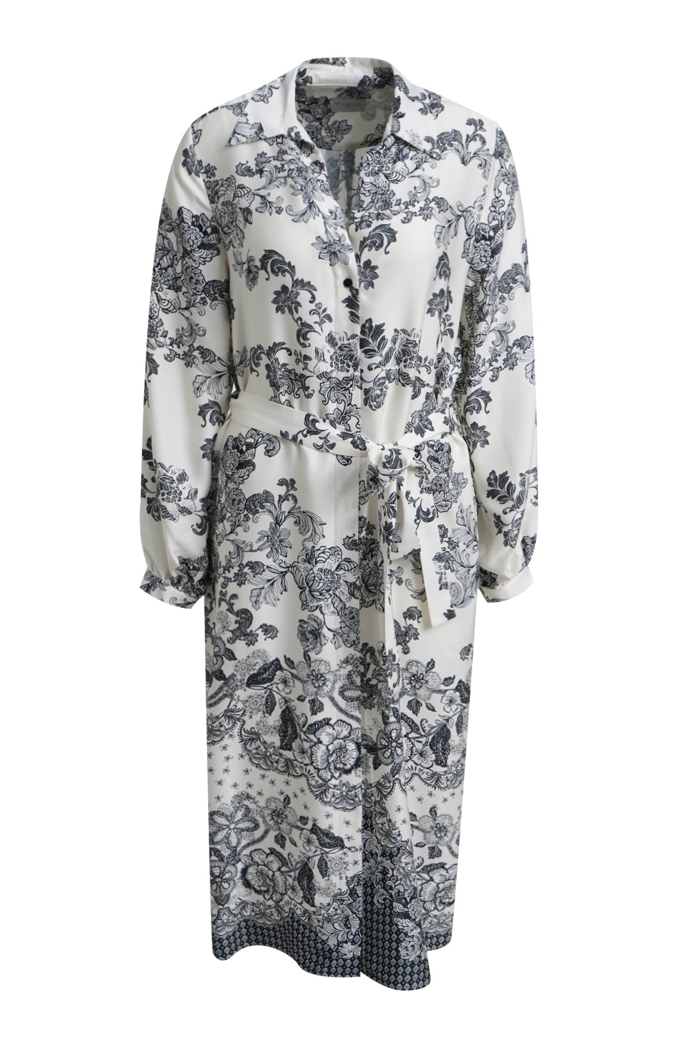 Milano 63-6557-1492 Navy Floral Print Shirt Dress