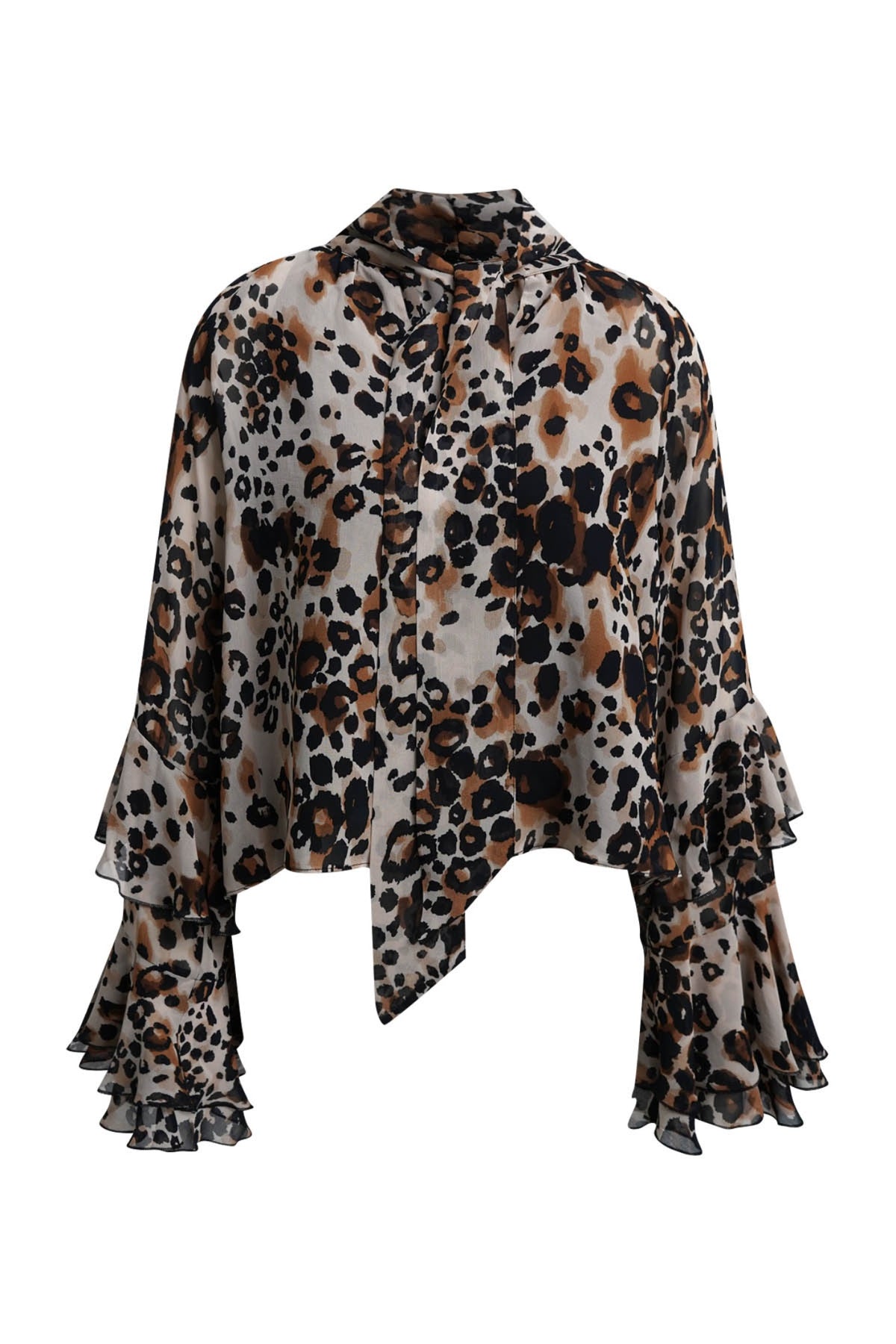 Milano 63-6567-3781 Leopard Print Bow Tie Blouse