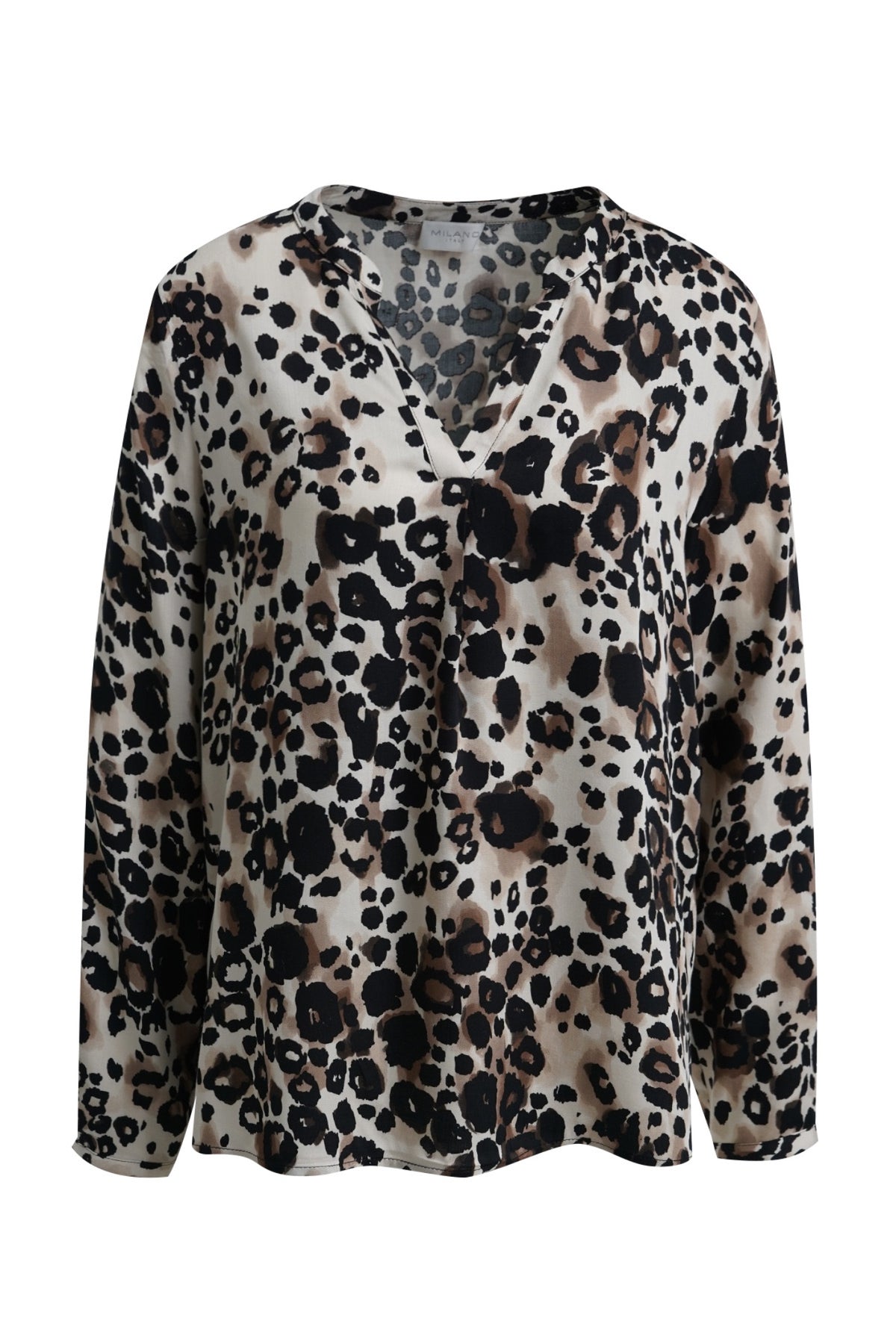 Milano 63-6571-3061 Leopard Print V-Neck Blouse available at Dotique