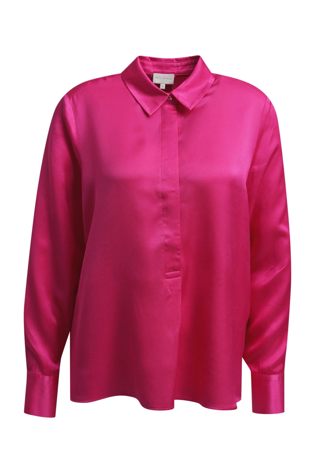 Milano 63-6976-3653 Fuchsia Satin Shirt Blouse by MILANO Shop MILANO at Dotique