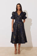 8th Sign Callie Button Dress Midnight Blue Gold