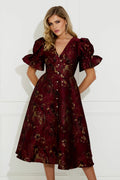 8th Sign Callie Button Dress Oxblood