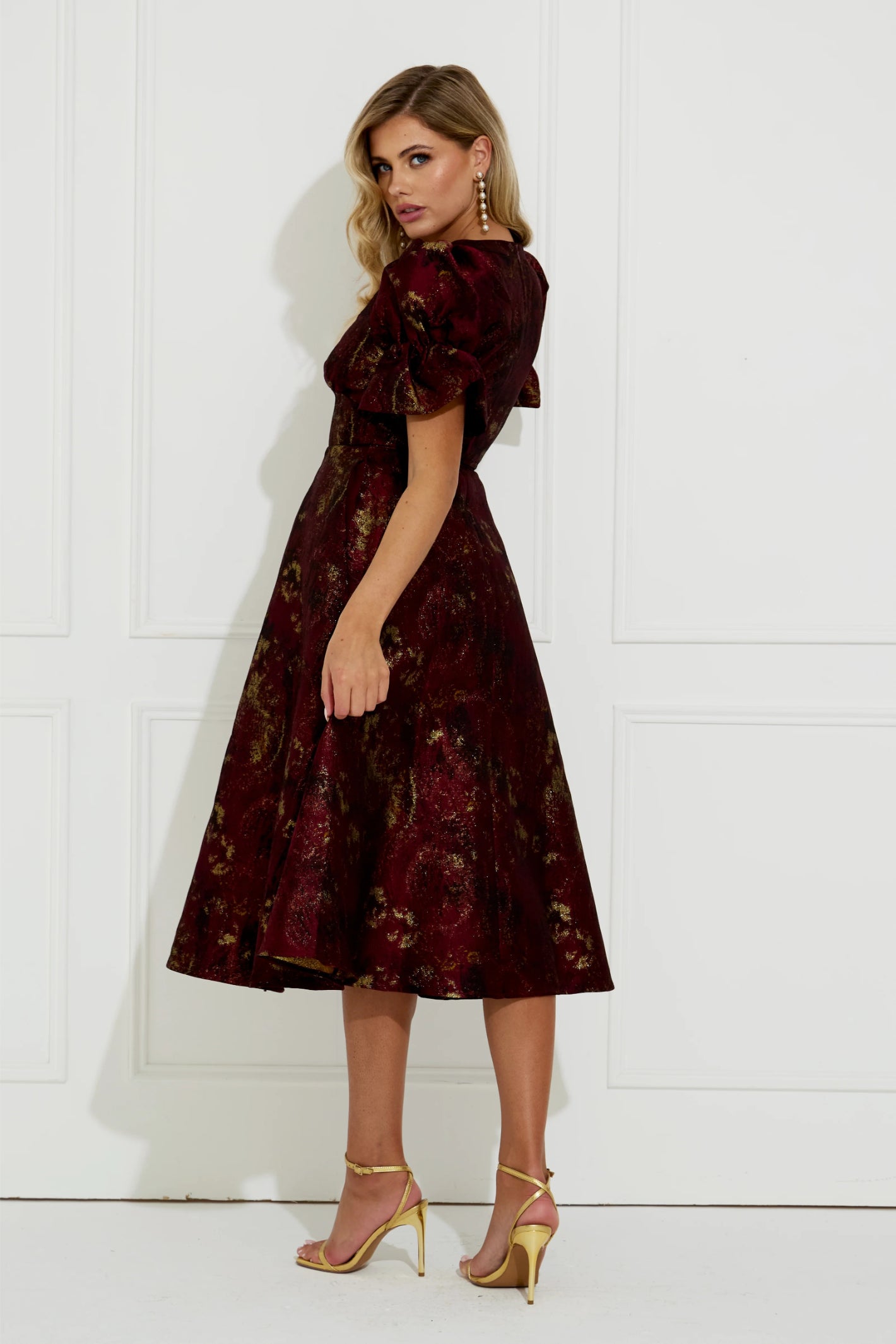 8th Sign Callie Button Dress Oxblood