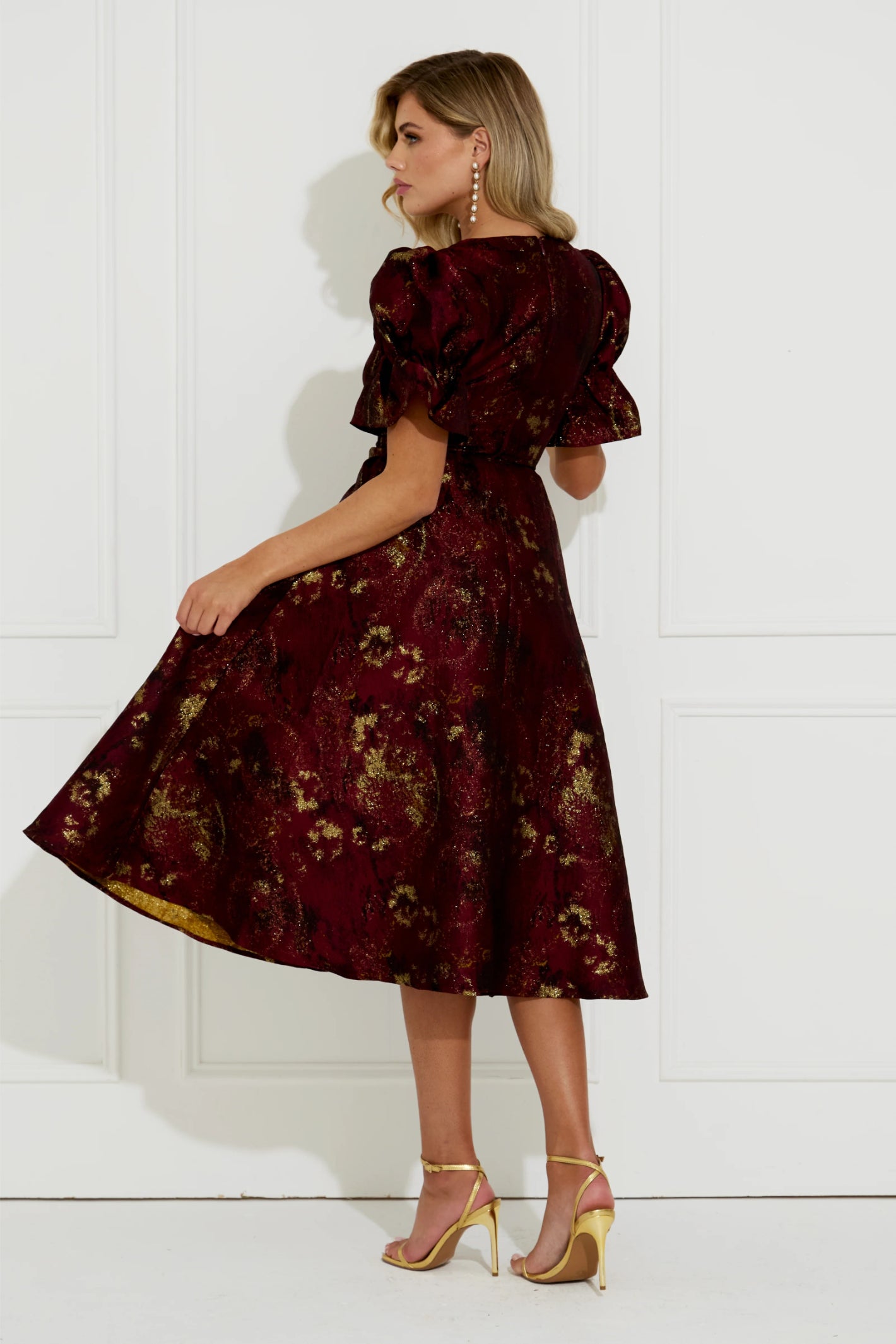 8th Sign Callie Button Dress Oxblood