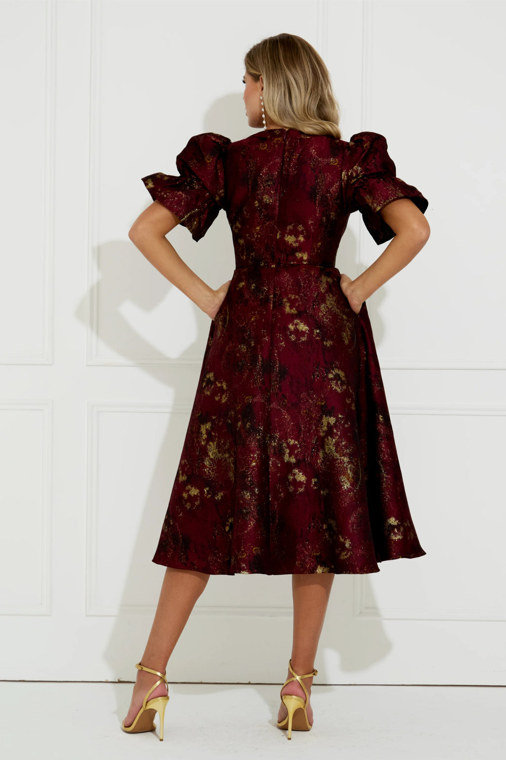 8th Sign Callie Button Dress Oxblood