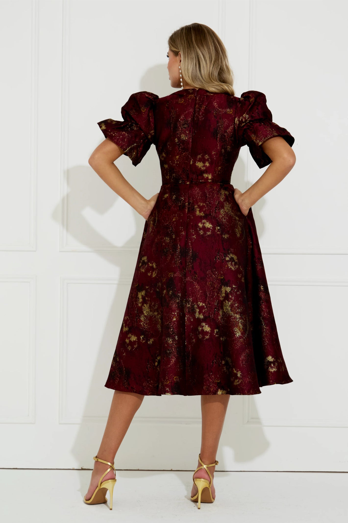 8th Sign Callie Button Dress Oxblood