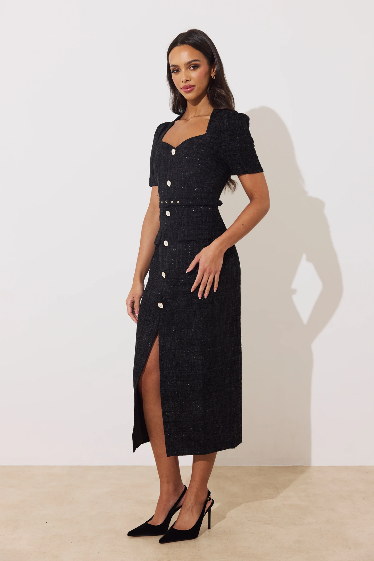 8th Sign Harriert Dress Black worn by model Shop 8th Sign at Dotique