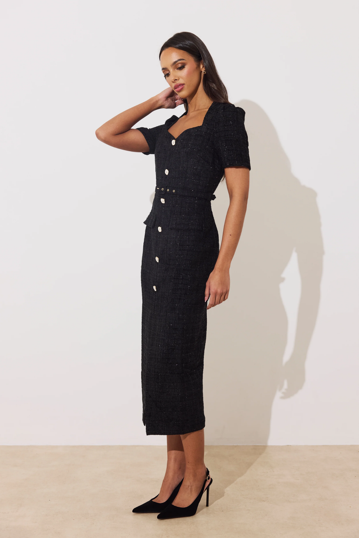 8th Sign Harriert Dress Black by 8th Sign model wearing black dress Shop 8th Sign at Dotique
