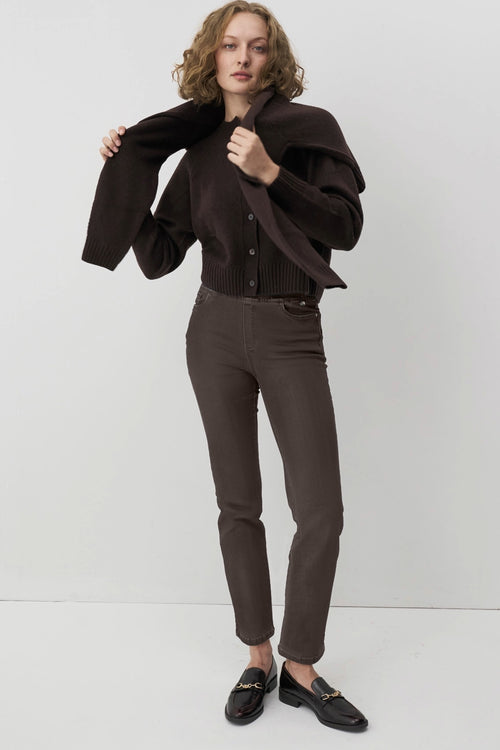 Anna Montana 1000 Angelika Jump in Jean Short 87 Coffee brown jeans Shop Anna Montana at Dotique