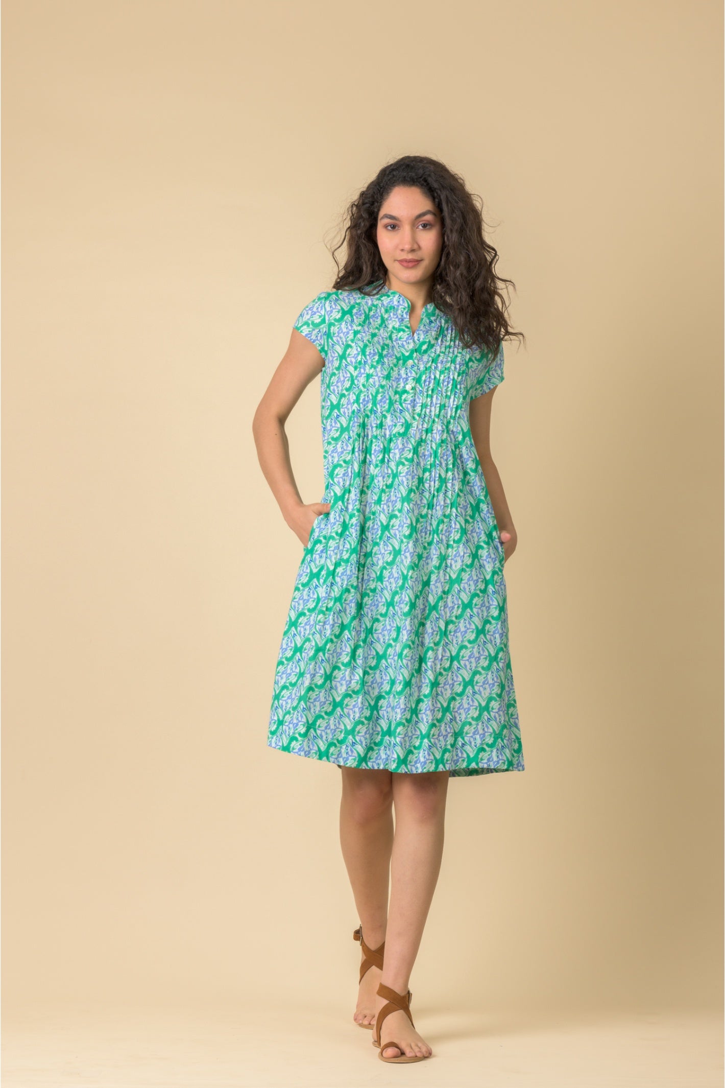 Handprint Dream Apparel AN1130D Lacey Dress Carnation Green